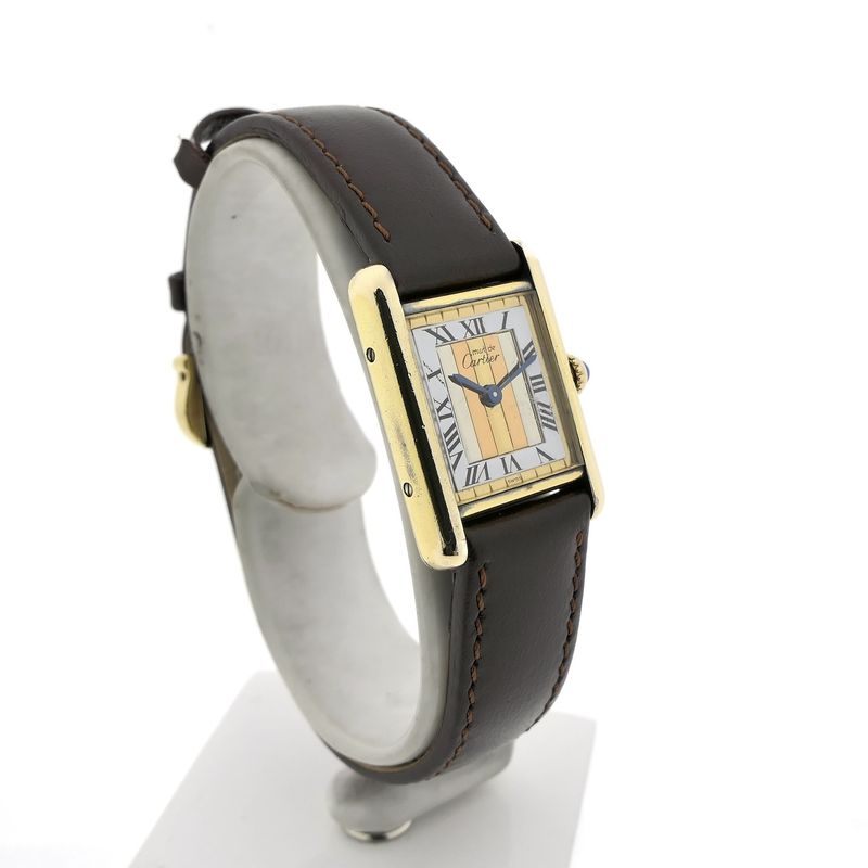 Image 3 of Cartier Tank Vermeil 'Trinity' 5057001; Vintage ladies watch