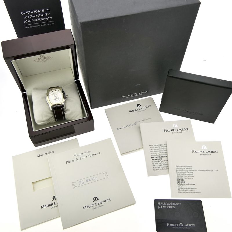 Image 4 of Maurice Lacroix Masterpiece 'Phase de Lune' Tonneau MP6439; Automatic gold/steel men's watch