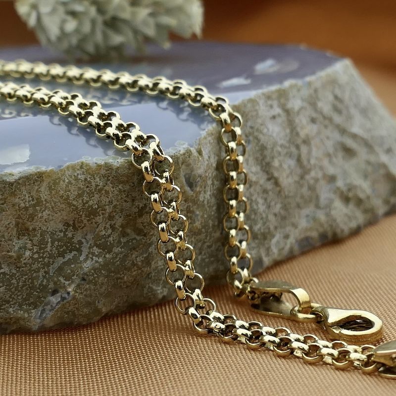 Image 2 of Gold double jasseron link bracelet | 19 cm