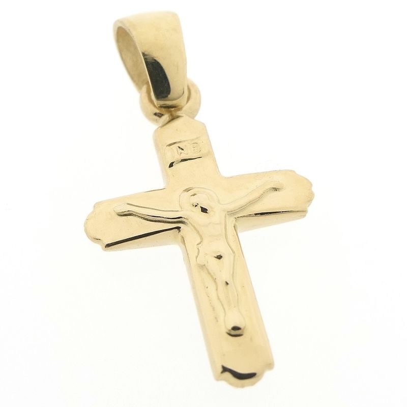 Image 3 of Gold pendant of cross with corpus | INRI