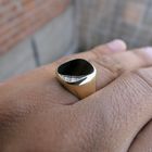 Image 11 of Gold men's signet ring with onyx and diamond | 0.01 ct.