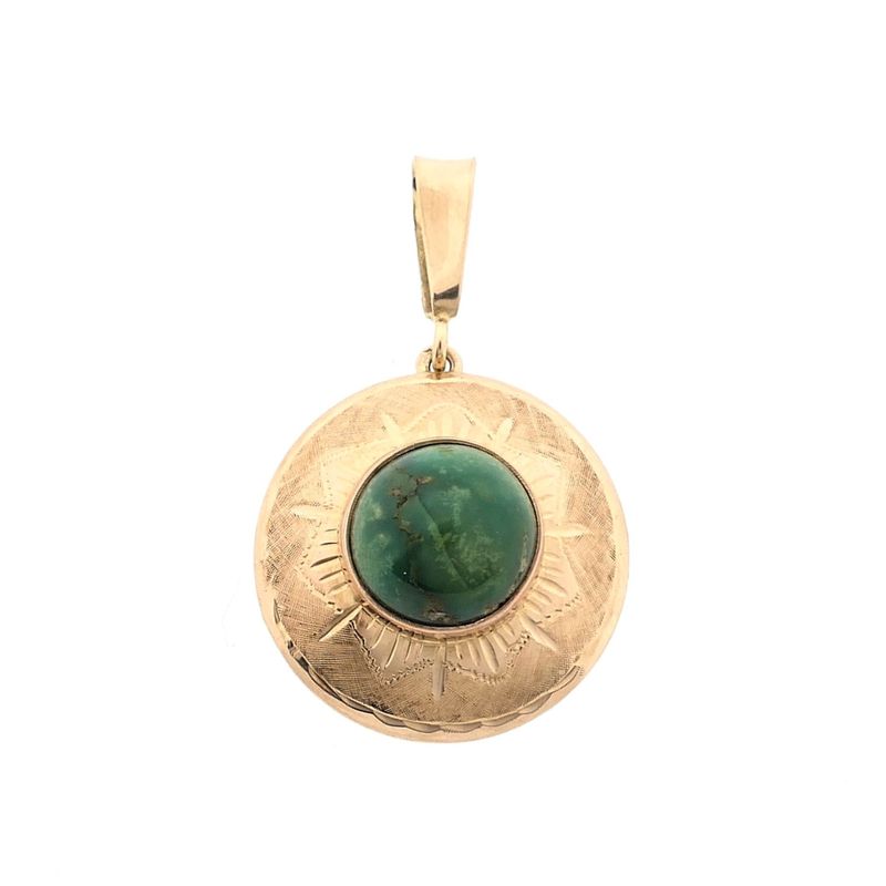 Image 1 of Gold pendant with malachite