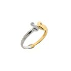Image 1 of Two-tone gold solitaire ring with diamond; 0.005 ct.