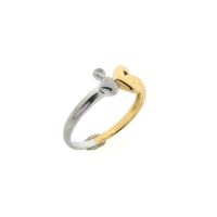 Two-tone gold solitaire ring with diamond; 0.005 ct.