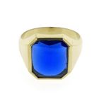 Image 3 of Gold men's ring with synthetic sapphire