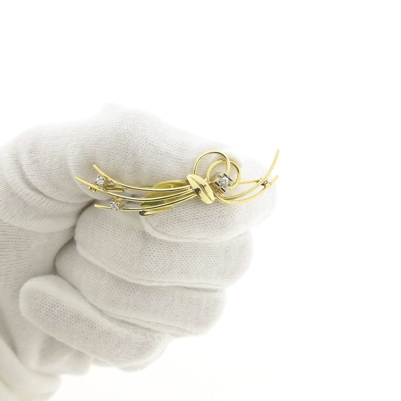 Image 14 of Golden fantasy brooch with diamonds; 0.15 ct.