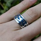 Image 9 of Bombarie silver ring with tribal and blue enamel