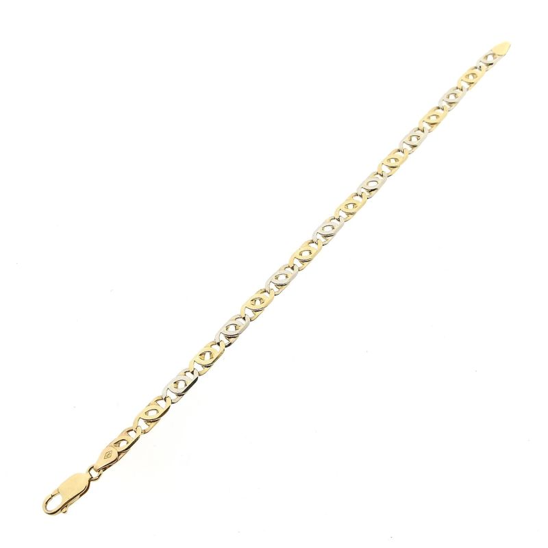 Image 7 of Bicolor Gold Falcon Eye Link Bracelet; Midas; 14 Karat; 19.5 cm