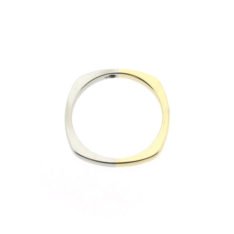 Image 8 of Two-tone gold square solitaire ring with diamond; 0.01 ct.