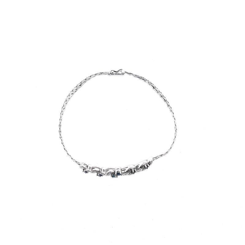 Image 4 of White Gold Cardano Link Bracelet with Sapphire & Diamonds