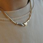 Image 10 of Two-tone gold necklace with fixed pendant and diamond; 0.06 ct.