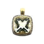 Image 1 of Vintage gold pendant with prasiolite and diamonds; 0.08 ct.