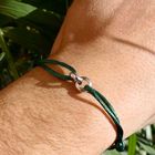 Image 2 of Forever Knots® Handmade Green Satin Bracelet with Silver Chain