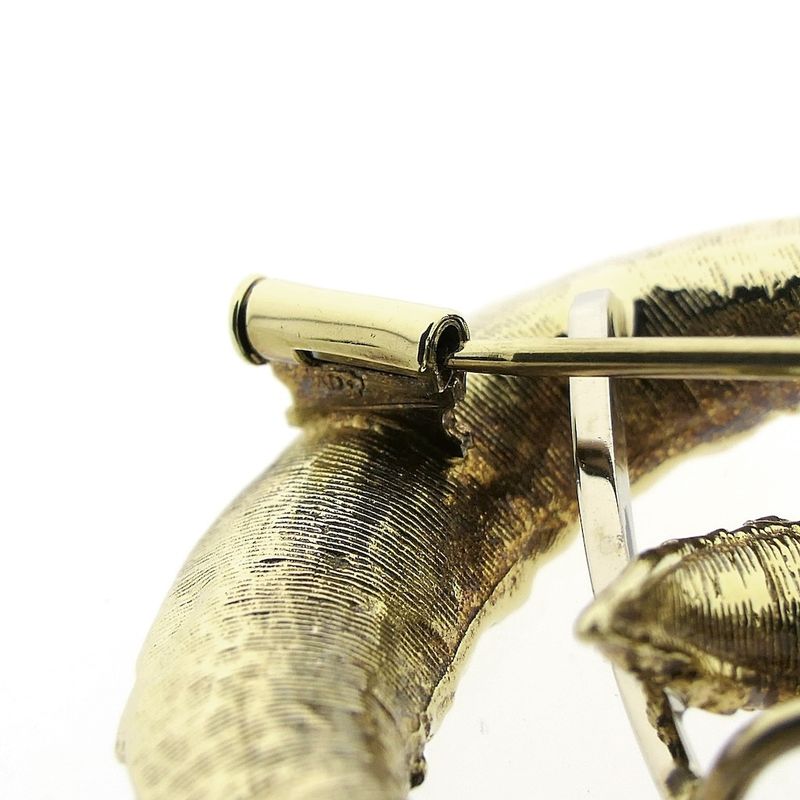 Image 8 of Two-tone gold fantasy brooch with diamond and pearl