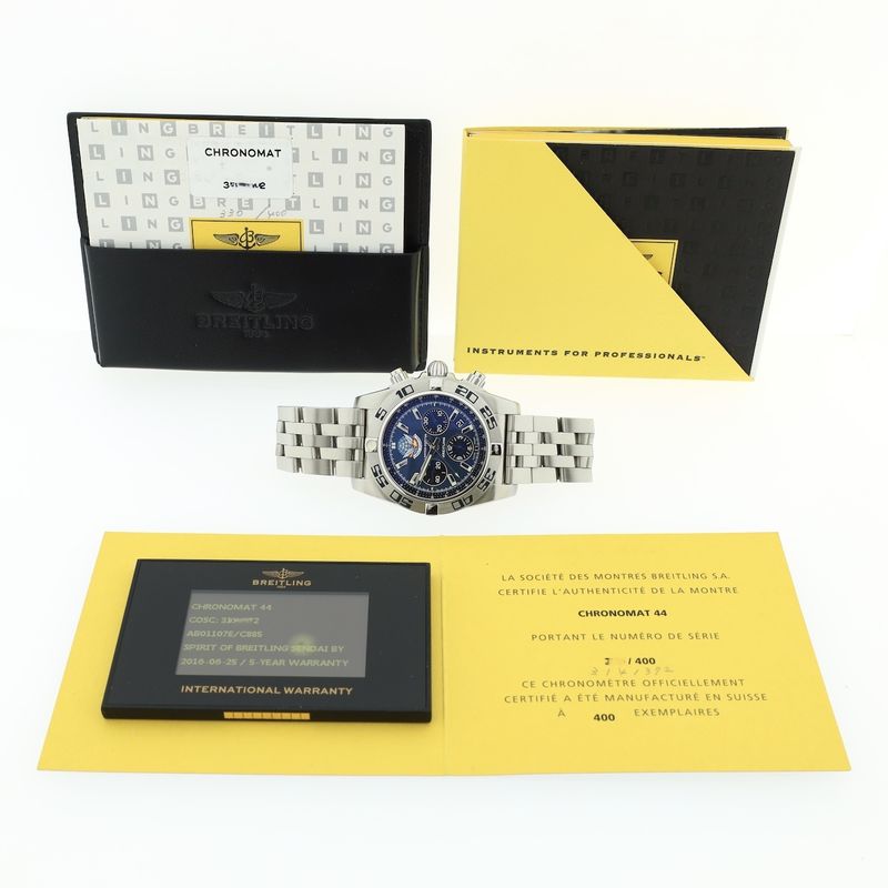 Image 9 of Breitling Chronomat 44 'Blue Impulse' Limited Edition AB01107E; Chronograph men's watch