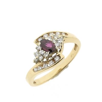 Image 1 of Gold ring with ruby ​​and diamond | 0.22 ct.