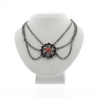 Antique silver necklace with blood coral | 40-45 cm