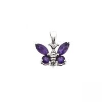 18 carat white gold pendant with amethyst; Butterfly