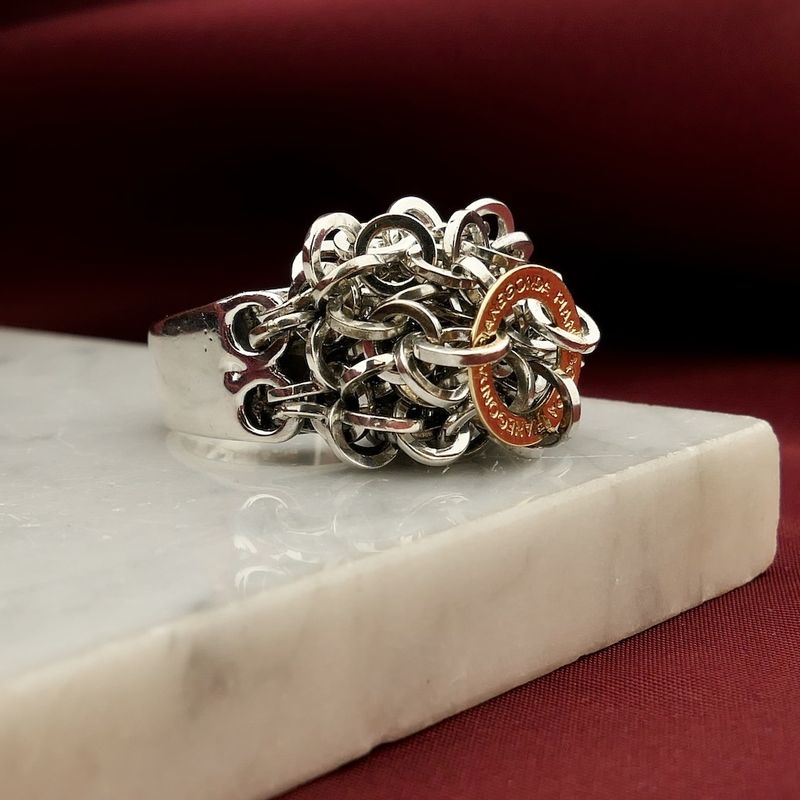 Image 11 of Silver ring with an 18-karat gold circle; Pianegonda
