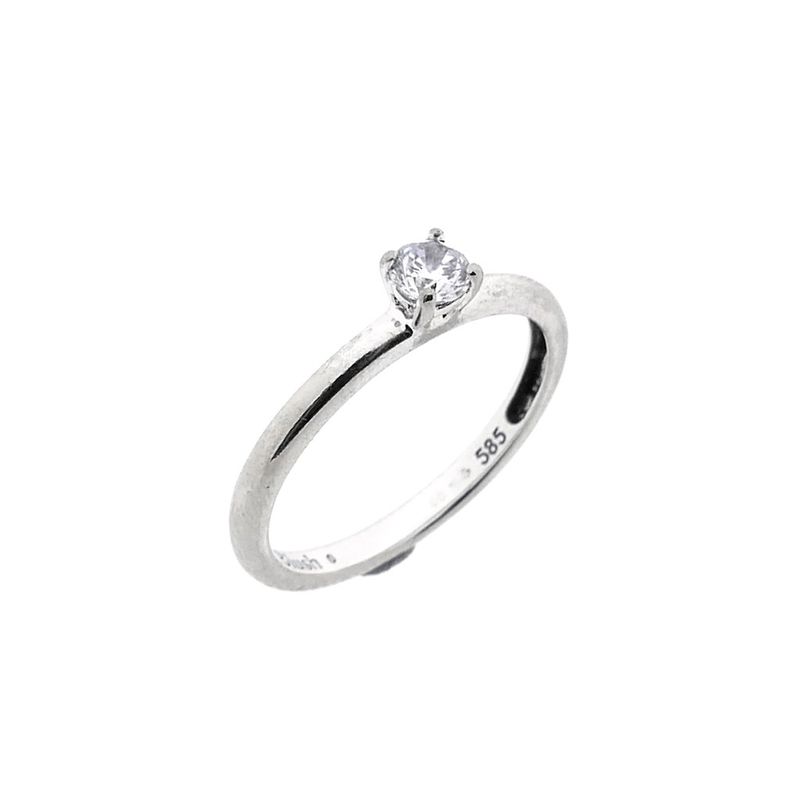 Image 1 of White gold solitaire ring with zirconia; Blush