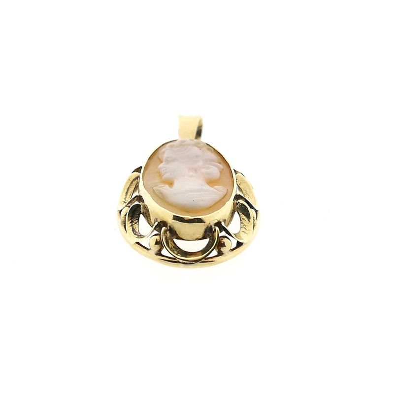 Image 7 of Vintage gold cameo pendant; 14 karat
