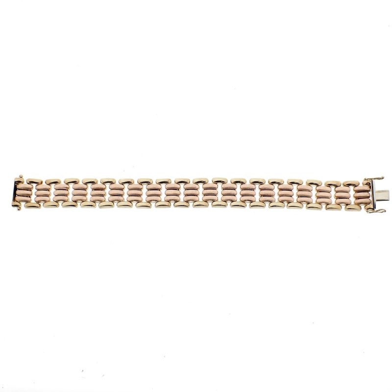 Image 9 of Vintage two-tone gold wide link bracelet