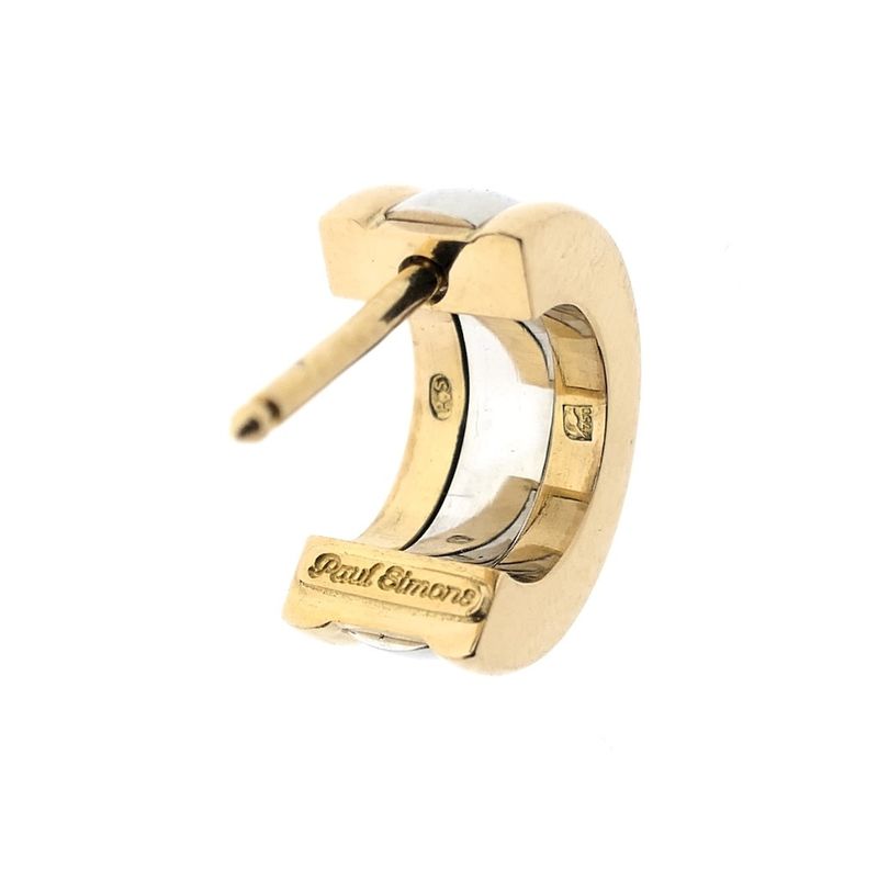 Image 6 of Paul Simons two-tone gold earrings; Half-round