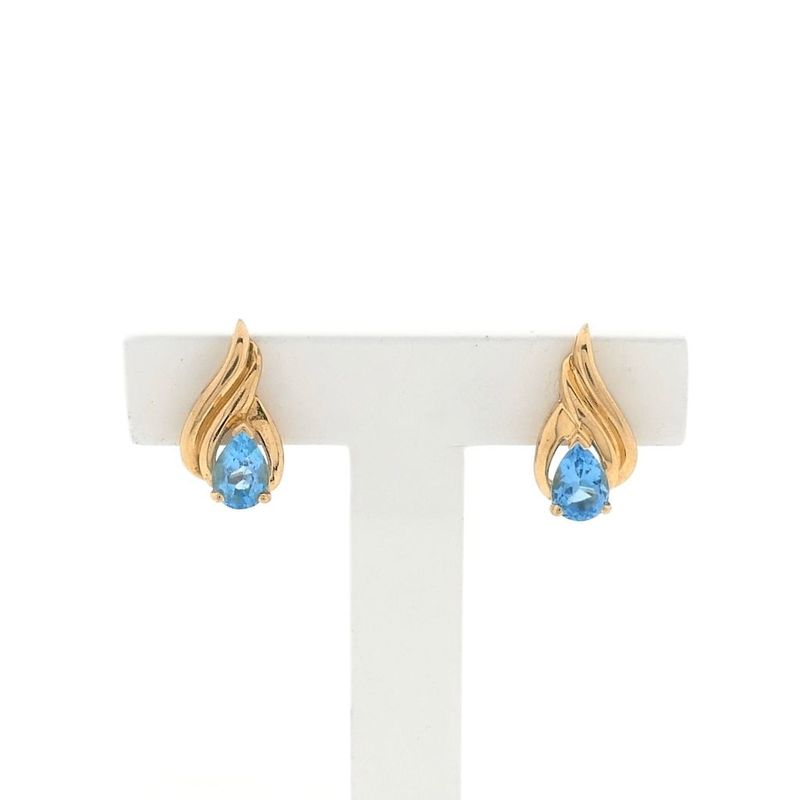 Image 1 of Gold stud earrings with topaz
