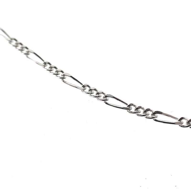 Image 3 of Silver Figaro link bracelet with four-leaf clover charms