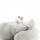 Image 7 of White gold ring with baroque pearl and diamond | 0.06 ct.