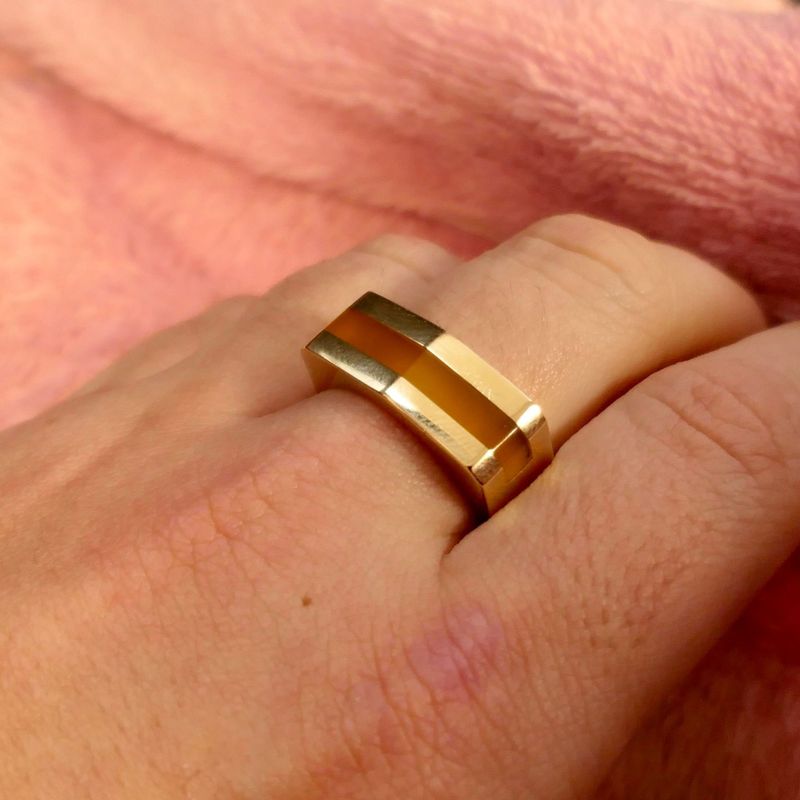 Image 10 of Gold ring with yellow moonstone