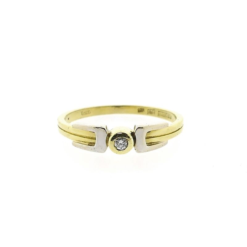 Image 3 of Desiree bicolor gold solitaire ring with diamond 0.03 ct.