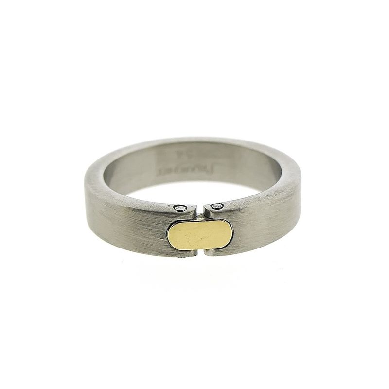 Image 2 of Pequignet two-tone steel ring with yellow gold