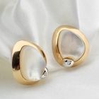 Image 4 of Talento two-tone gold earrings with mother-of-pearl and diamond; 0.04 ct.