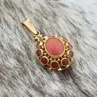 Image 6 of Vintage gold entourage pendant with red coral