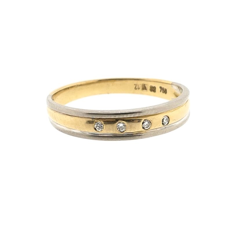 Image 3 of Two-tone gold ring with diamonds; 0.02 ct.