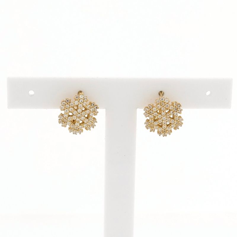 Image 1 of Gold snowflake stud earrings with zirconia
