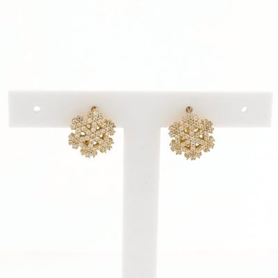 Gold snowflake stud earrings with zirconia Image 1 of Gold snowflake stud earrings with zirconia