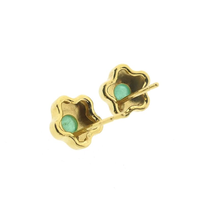 Image 9 of 18 ct. Gold floral stud earrings with jade