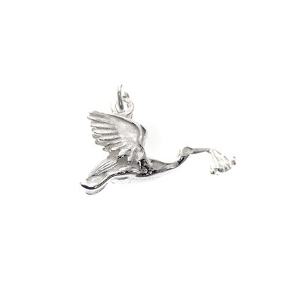 Image 1 of Silver charm; Stork with baby
