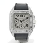 Image 9 of Cartier Santos 100 XL Chronograph 'Factory-Set' Diamonds 2891; 18k white gold watch with diamonds