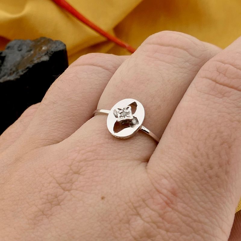 Image 4 of White Gold Ring with Diamond; 0.005 ct.