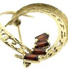 Image 10 of Vintage gold round fantasy brooch with red stones