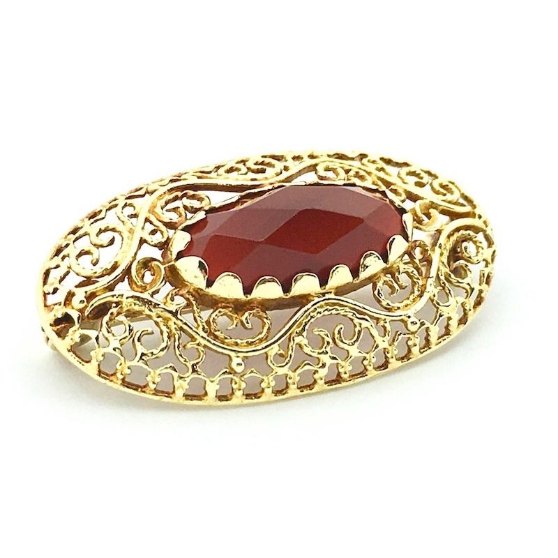 Image 2 of Antique gold brooch with carnelian