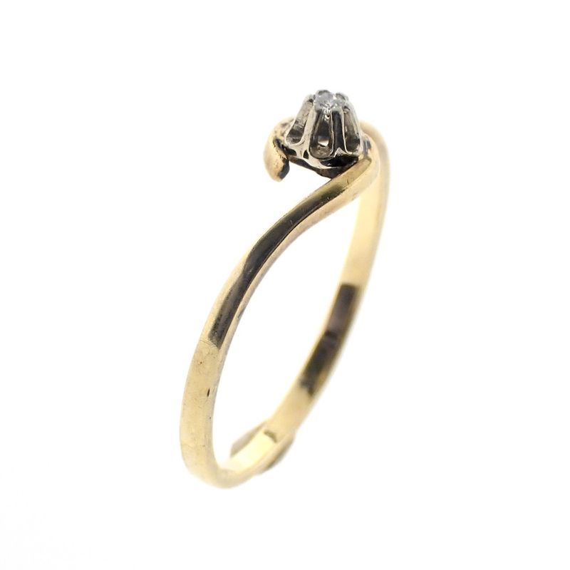 Image 1 of Gold solitaire ring with diamond 0.025 ct.