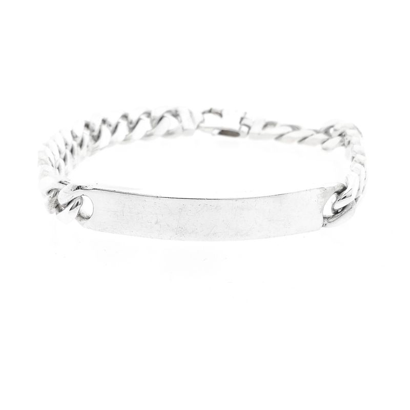 Image 3 of Solid Silver Gourmet Link Bracelet with Engraving Plate