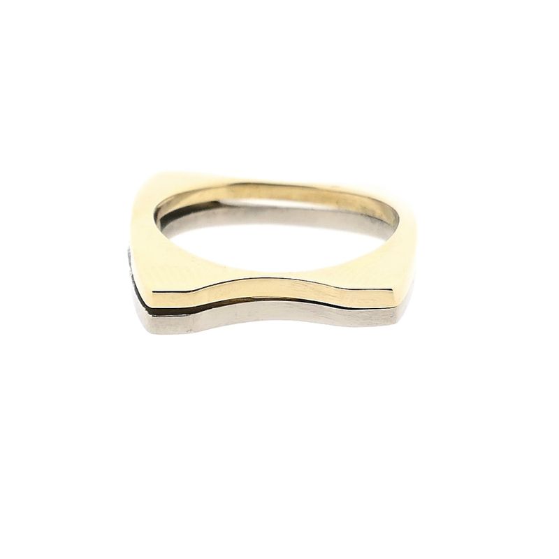 Afbeelding 8 van Bicolor gouden abstracte rijring met diamanten; 0,10 ct.