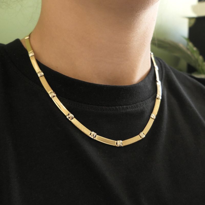 Image 9 of Two-tone gold fantasy link necklace | 42.5 cm - 46.5 cm