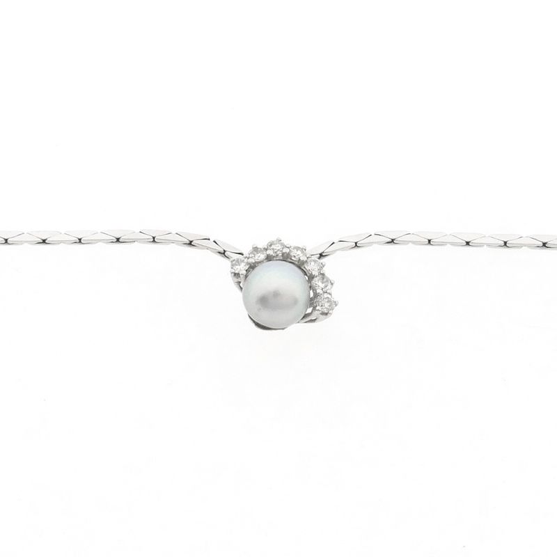 Image 4 of White gold necklace with Tahitian pearl and diamonds; 0.35 ct.