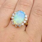 Image 6 of Gold ring with opal and diamond; 1.26 ct.